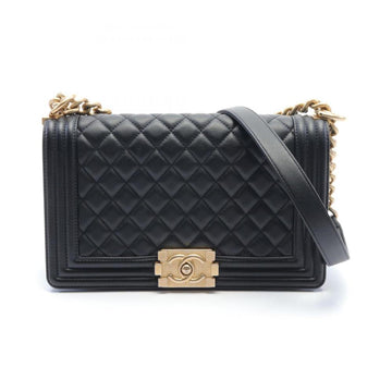 Black Leather Chanel Shoulder Bag