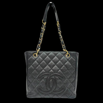 Black Leather Chanel Tote