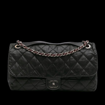 Black Leather Chanel Flap Bag