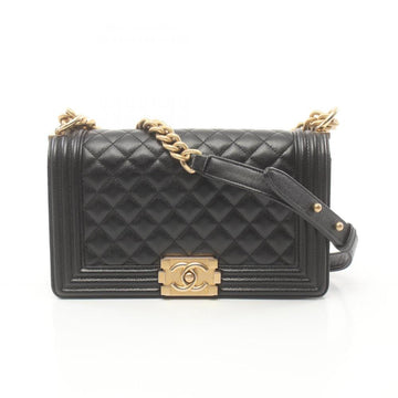 Black Leather Chanel Shoulder Bag