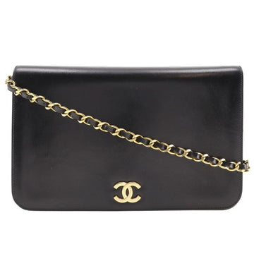 Black Leather Chanel Shoulder Bag