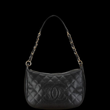 Black Leather Chanel Shoulder Bag
