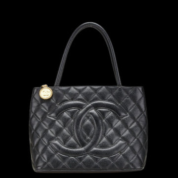 Black Leather Chanel Tote