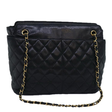 Black Leather Chanel Shoulder Bag