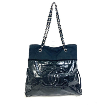Black Leather Chanel Tote