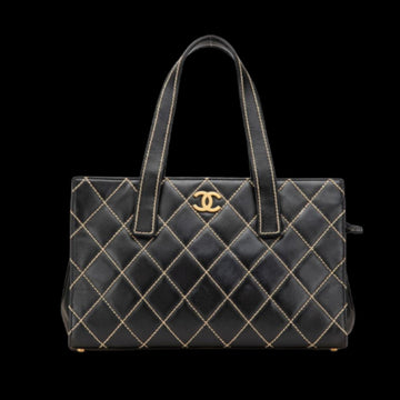 Black Leather Chanel Tote