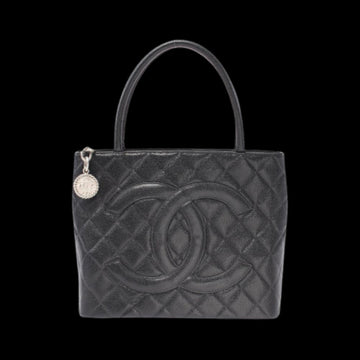 Black Leather Chanel Tote