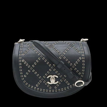 Black Leather Chanel Shoulder Bag