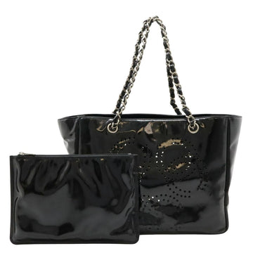 Black Leather Chanel Tote