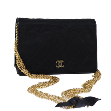 Black Satin Chanel Shoulder Bag
