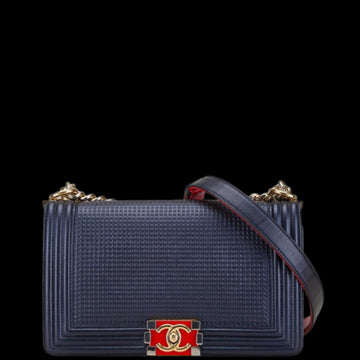 Blue Leather Chanel Boy Bags