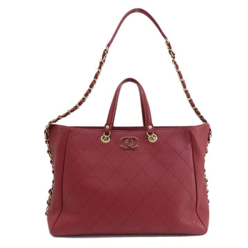 Burgundy Leather Chanel Shoulder Bag