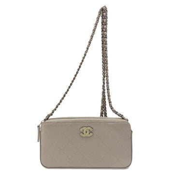 Grey Canvas Chanel Crossbody Bag