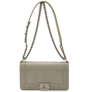 Grey Leather Chanel Shoulder Bag