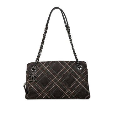 Grey Leather Chanel Shoulder Bag