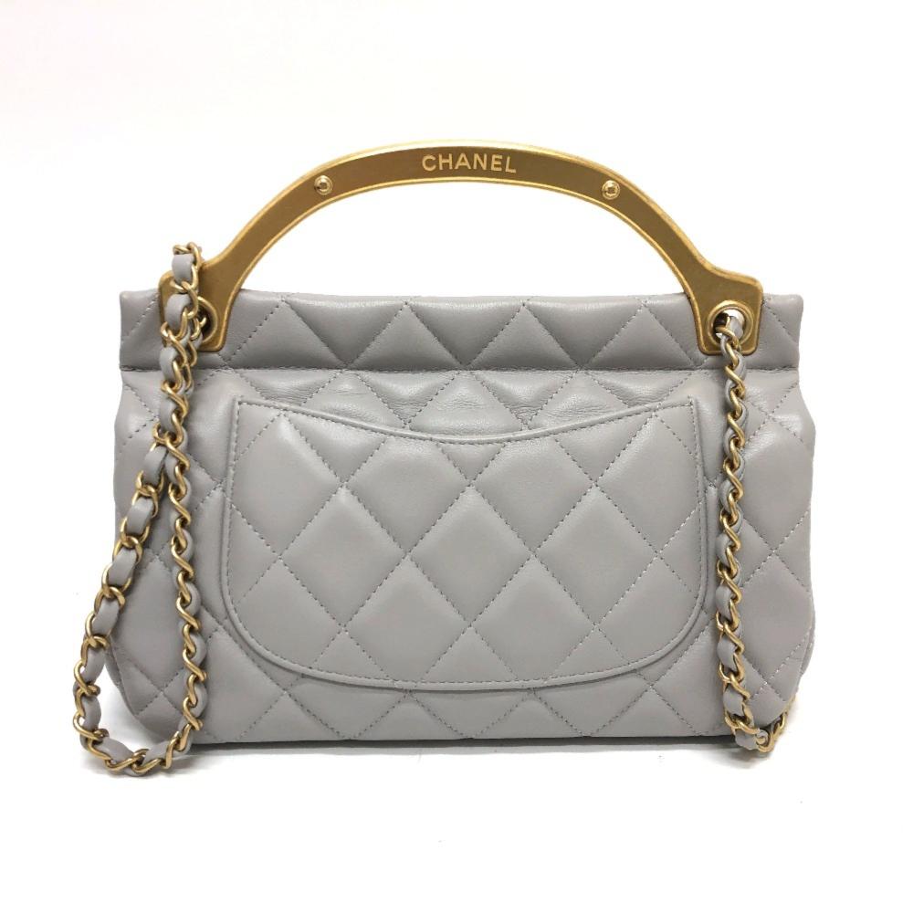 Grey Leather Chanel Handbag