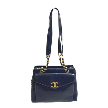 Navy Leather Chanel Sports CC Logo