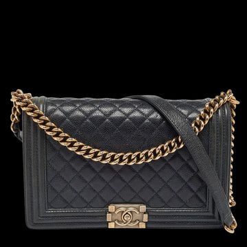 Navy Leather Chanel Boy Bags