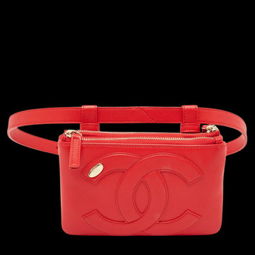 Red Leather Chanel Belt Bag