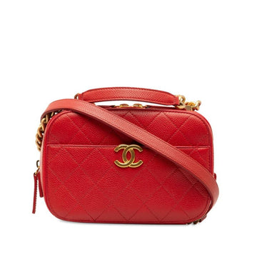 Red Leather Chanel Crossbody Bag