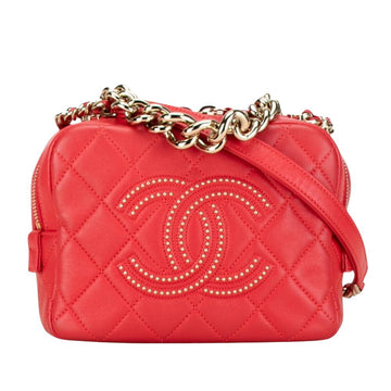 Red Leather Chanel Shoulder Bag