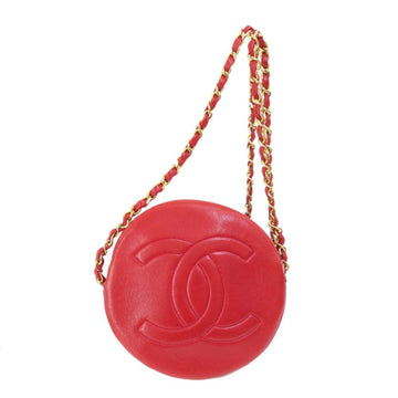 Red Leather Chanel Sports CC Logo