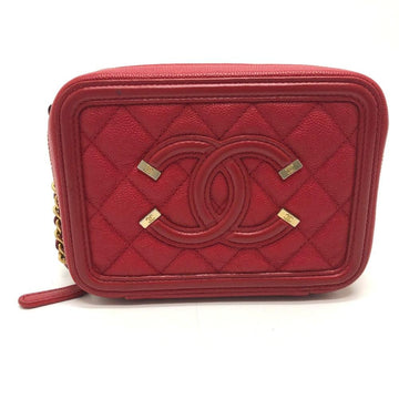 Red Leather Chanel Shoulder Bag