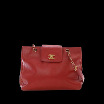 Red Leather Chanel Shoulder Bag