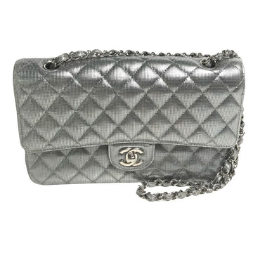 Silver Leather Chanel Crossbody Bag