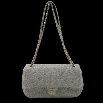 Silver Leather Chanel Shoulder Bag