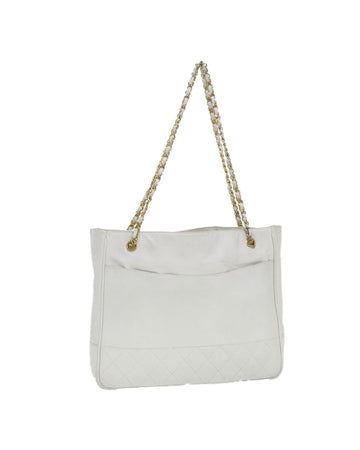 White Canvas Chanel Shoulder Bag