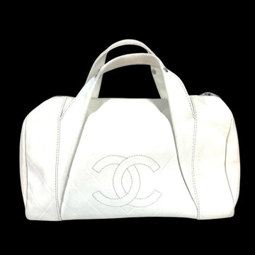 White Leather Chanel Handbag
