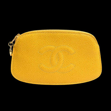 Yellow Leather Chanel Pouch