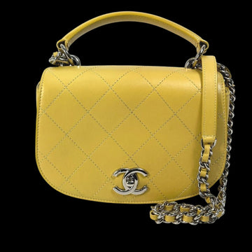 Yellow Leather Chanel Shoulder Bag