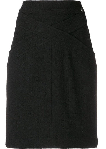 Black Wool Crisscross Skirt