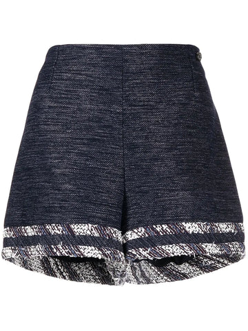 Striped Blue Tweed Shorts