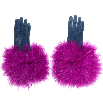 Trimmed Cuff Leather Gloves