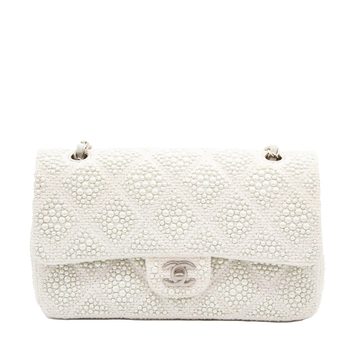 White Pearl Embellished Flap Bag
