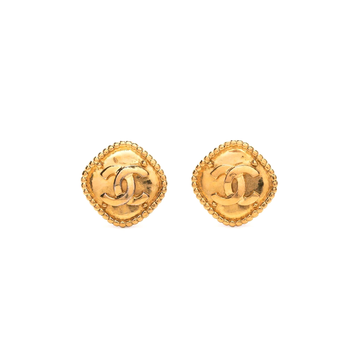 Gold Rhombus Logo Clip-on Earrings
