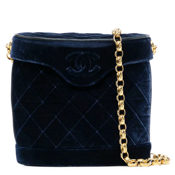 Navy Velvet Crossbody Binocular Bag