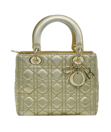 Dior metallic gold medium lady dior with GHW - AJC0859