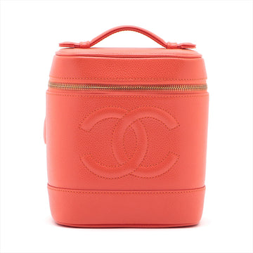 Top Quality Chanel Vanity Bag in Leather Leather Orange