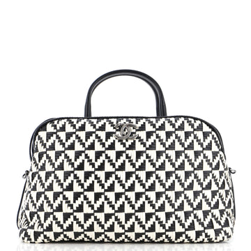 CHANEL Convertible Chain Bowler Bag Woven Calfskin Large