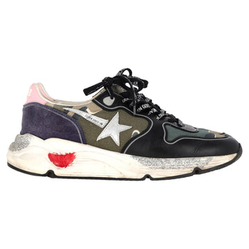 Golden Goose Running Sole Camouflage Sneakers in Multicolor Leather and Canvas