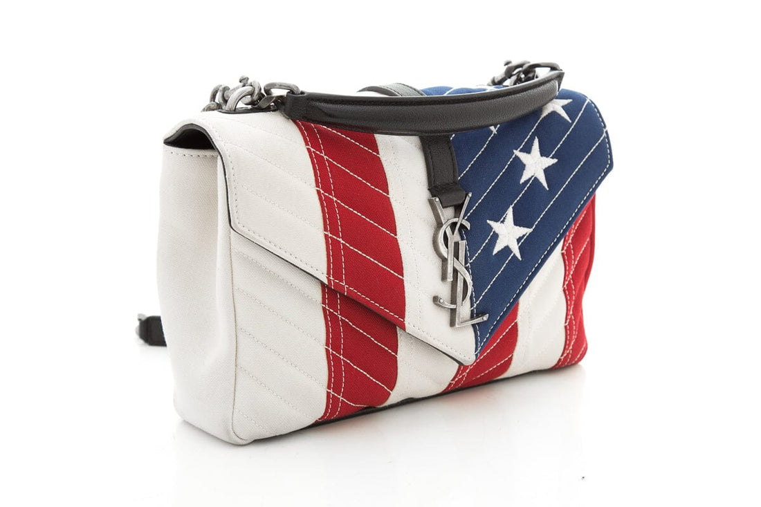 Saint Laurent Red White & Blue Leather/canvas Lou Lou Handbag