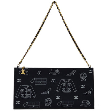 Top Quality Chanel Fall 2002 Black Leather/canvas Icon Chain Handbag