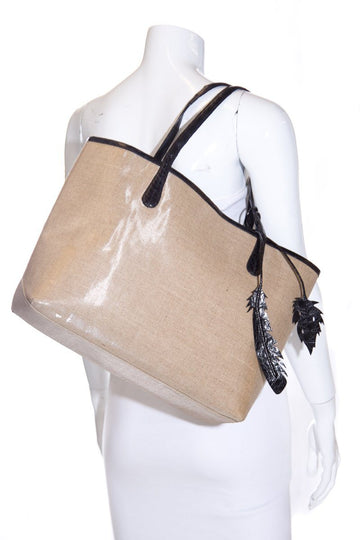 Nancy Gonzalez Crocodile-Accented Coated Leather/canvas Tote