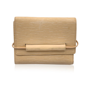 LOUIS VUITTON Vintage Beige Vanilla Epi Leather Elastic Trifold Wallet