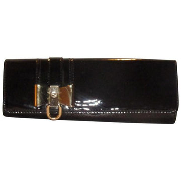 Gucci W Accent Black  Leathergold Bow Clutch