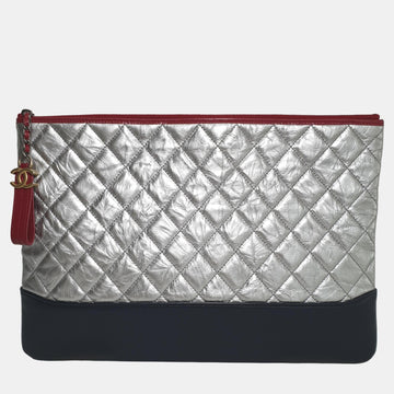 Silver Leather Gabrielle clutch